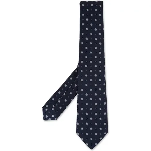 Silk Tie with Micro Flower Pattern , male, Sizes: ONE SIZE - Kiton - Modalova