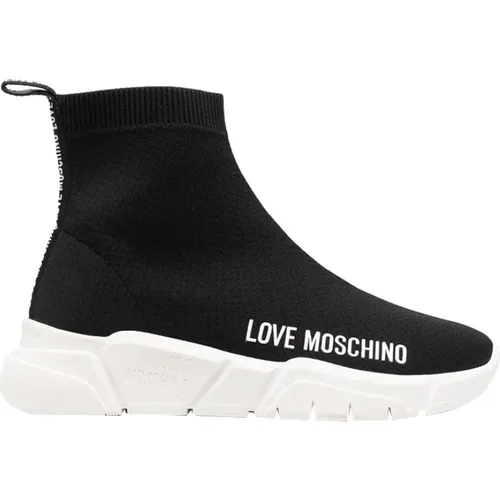 Schwarze Sneakers Eleganter Bequemer Stil , Damen, Größe: 40 EU - Moschino - Modalova