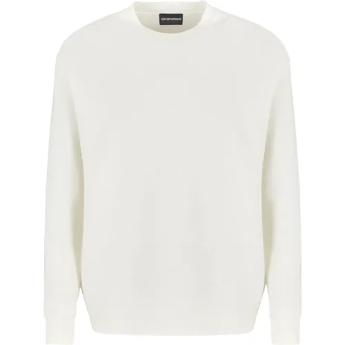 Cremefarbene Pullover für Männer , Herren, Größe: L - Emporio Armani - Modalova