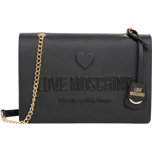 Geprägte Schultertasche mit Magnetverschluss , Damen, Größe: ONE Size - Love Moschino - Modalova