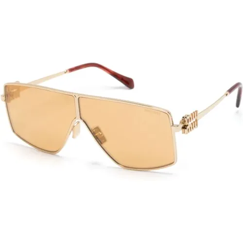 Goldene Sonnenbrille mit Original-Etui , Damen, Größe: 69 MM - Miu Miu - Modalova