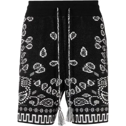 Schwarze Gestrickte Shorts mit Intarsia-Muster , Herren, Größe: S - Alanui - Modalova