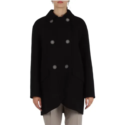 Double-breasted wool coat with classic collar , female, Sizes: 2XS, M, XS - Emporio Armani - Modalova