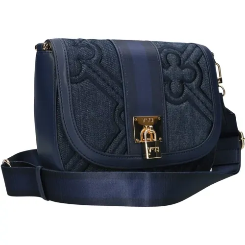 Blaue Flap-Tasche mit Gold-Details - V73 - Modalova