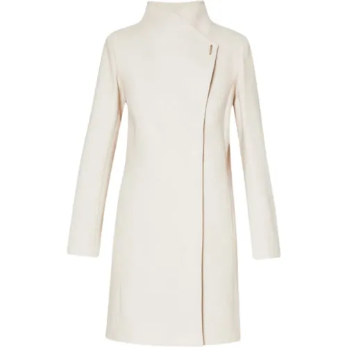 Cream Diagonal Closure Coat , female, Sizes: M, L, S - Liu Jo - Modalova