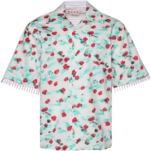Multicolored Cotton Bowling Collar Shirt , male, Sizes: M - Marni - Modalova