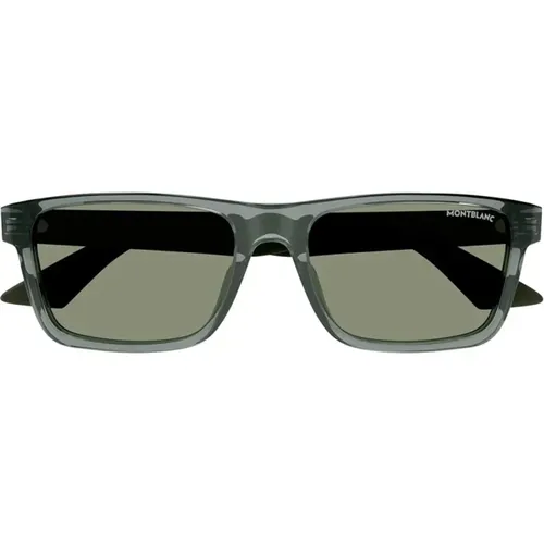 Herren Sonnenbrille mit quadratischem Acetatrahmen in Grau Transparent , Herren, Größe: 54 MM - Montblanc - Modalova