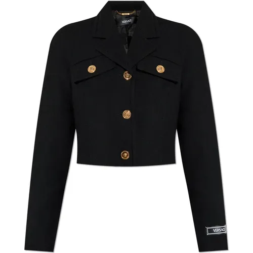 Short wool jacket , female, Sizes: XS, S - Versace - Modalova