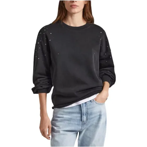 Caroline Verwaschener Schwarzer Pullover , Damen, Größe: L - Pepe Jeans - Modalova