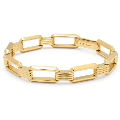 Gold Link Bracelet , male, Sizes: 2XL - Nialaya - Modalova