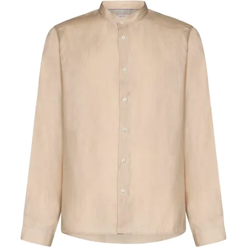 Almond Hemp Band Collar Shirt , male, Sizes: S, L, M - BRUNELLO CUCINELLI - Modalova
