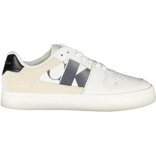 Weiße Sneakers mit Kontrastdetails , Damen, Größe: 38 EU - Calvin Klein - Modalova