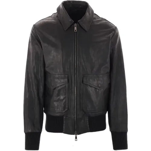 Schwarze Aviator Lederjacke - Giorgio Brato - Modalova