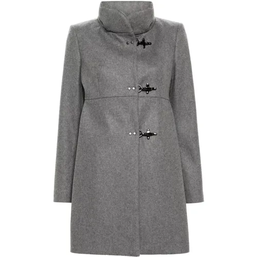 Anthracite Grey Felted Coat with Toggle Fastening , female, Sizes: L, M, XS - Fay - Modalova