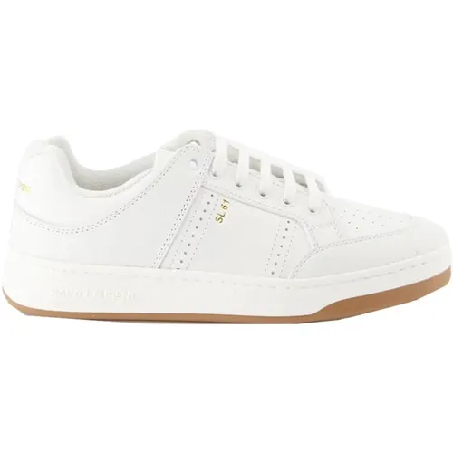 Weiße Ledersneaker mit Perforiertem Detail , Herren, Größe: 43 1/2 EU - Saint Laurent - Modalova