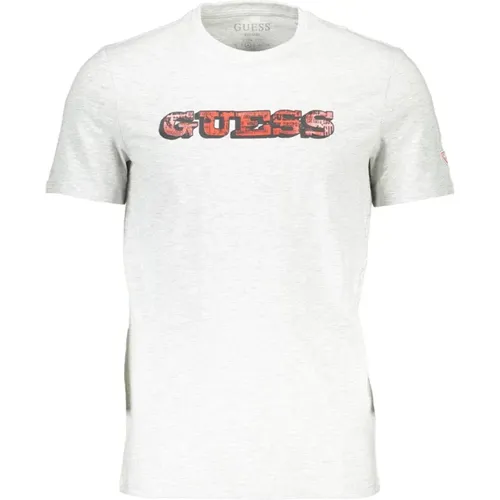 Graues Baumwoll-T-Shirt mit Druck , Damen, Größe: 2XL - Guess - Modalova