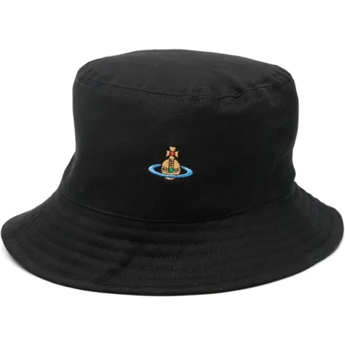 Canvas Orb Logo Wide Brim Hat , male, Sizes: L - Vivienne Westwood - Modalova