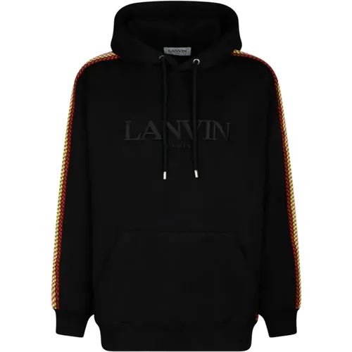 Schwarze Oversized Hoodie Pullover , Herren, Größe: XL - Lanvin - Modalova