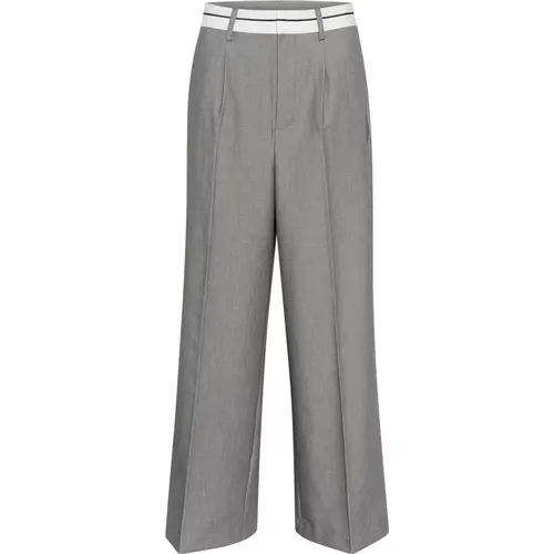 Graue Melange Weite Hose , Damen, Größe: XS - Kaffe - Modalova