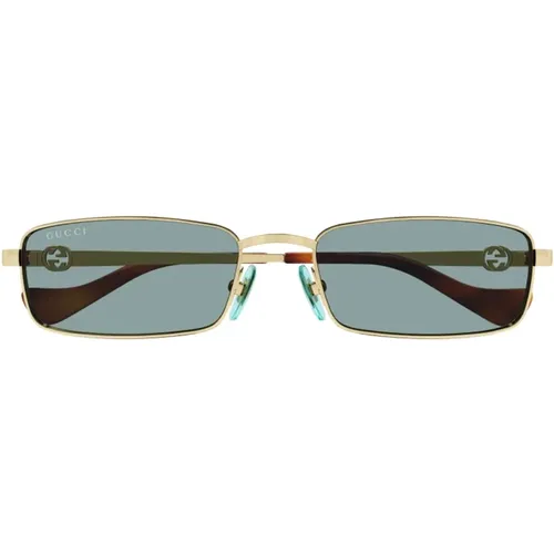 Square Metal Frame Sunglasses Green Lenses , unisex, Sizes: 56 MM - Gucci - Modalova