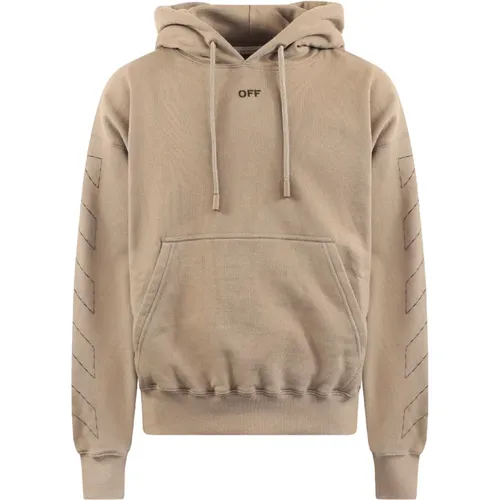 Skate Hoodie mit Stich Detail , Herren, Größe: M - Off White - Modalova