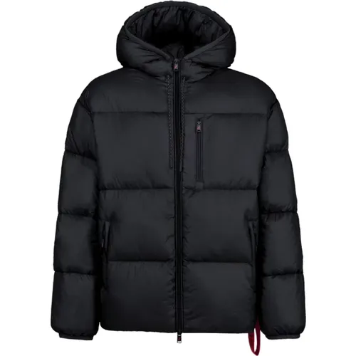 Schwarze Puffy Quebec Daunenjacke , Herren, Größe: M - Afterlabel - Modalova