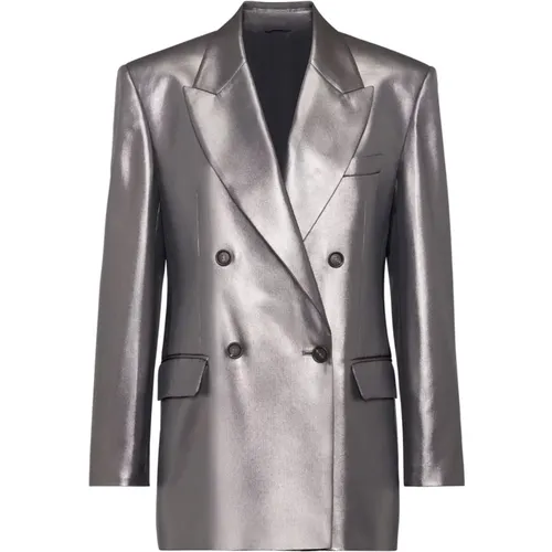 Graue Woll-Metallic-Effekt Jacke - BRUNELLO CUCINELLI - Modalova