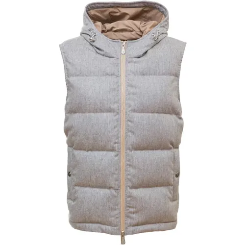 Cashmere Blend Padded Vest with Hood , male, Sizes: M - Eleventy - Modalova