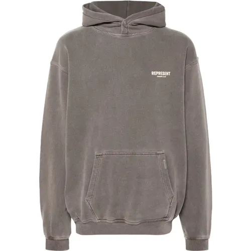 Grauer Hoodie mit Logo-Print , Herren, Größe: M - REPRESENT - Modalova