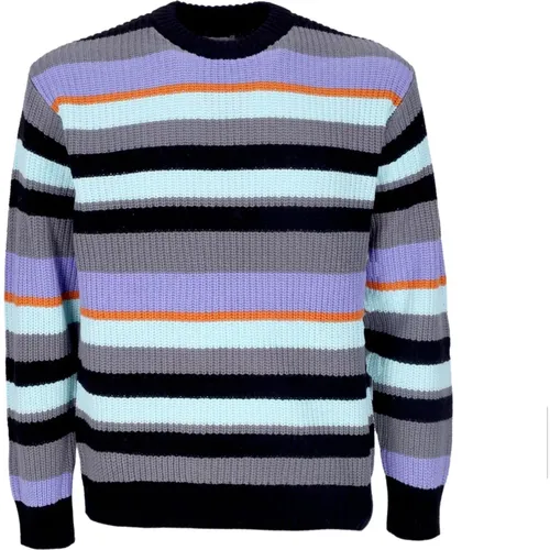 Striped Crew Sweater Pewter Multi , male, Sizes: M, S, XL - Obey - Modalova