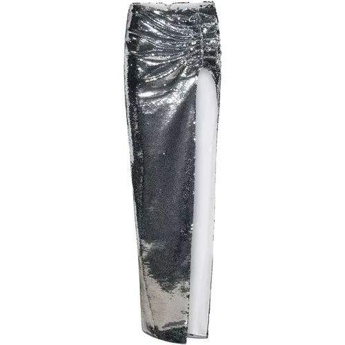 Sequin Maxi Skirt Silver Aw24 , female, Sizes: L - Monot - Modalova