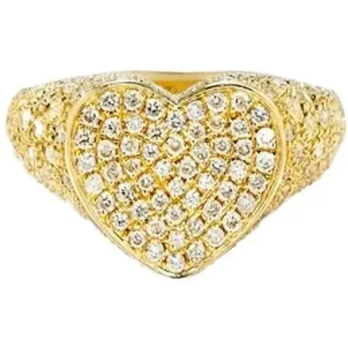 Heart Signet Wave Diamond Rings in Gold , female, Sizes: 48 MM - Yvonne Leon - Modalova