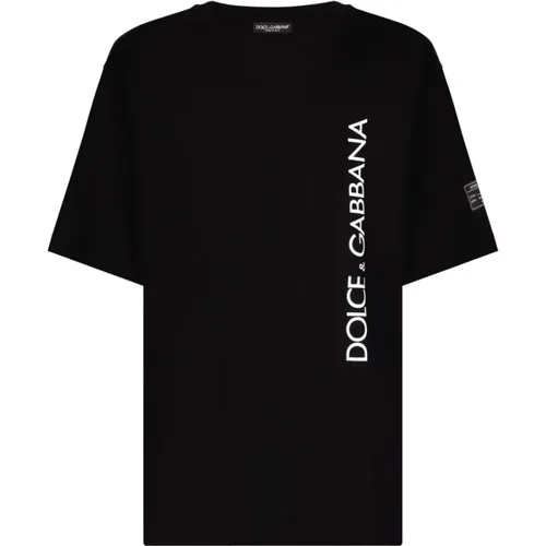 Schwarze Logo Print T-shirts und Polos , Herren, Größe: L - Dolce & Gabbana - Modalova
