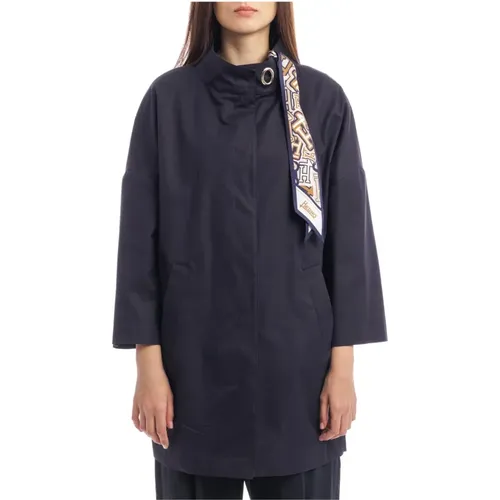 Delon Overcoat with Foulard - Stylish and Comfortable , female, Sizes: L - Herno - Modalova