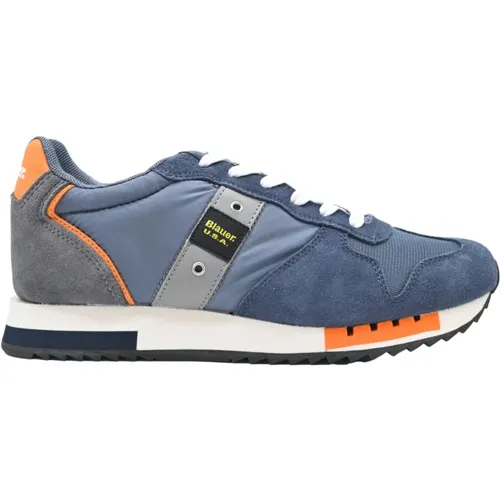 Stylish Orange Sneakers for Men , male, Sizes: 7 UK, 10 UK, 6 UK - Blauer - Modalova