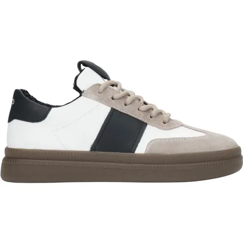 Weiße & Graue Winter-Low-Top-Sneaker für Damen mit Fellfutter , Damen, Größe: 36 EU - Estro - Modalova