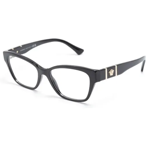 Schwarze Optische Brille, Klassischer Stil , Damen, Größe: 52 MM - Versace - Modalova