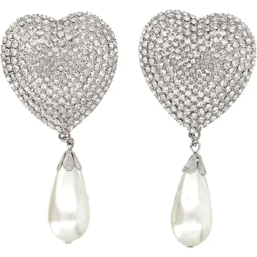 Heart Earring and Pearl Pendant Set , female, Sizes: ONE SIZE - Alessandra Rich - Modalova