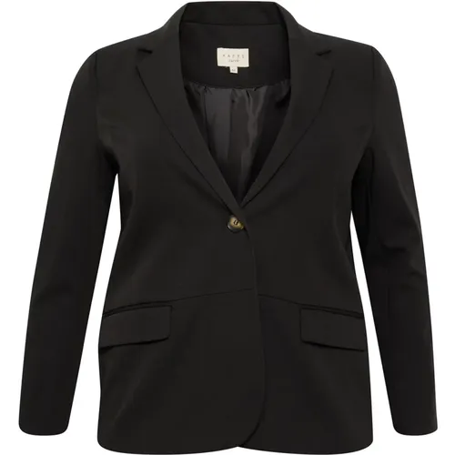 Klassische Blazer Jacke Schwarz Tief , Damen, Größe: 2XL - Kaffe Curve - Modalova