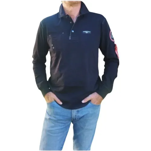 Long Sleeve Polo with Antarctic Expedition Patch , male, Sizes: L, 3XL, XL - aeronautica militare - Modalova