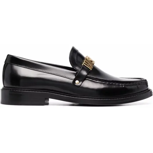 Schwarze Leder-Logo-Loafers , Herren, Größe: 41 EU - Moschino - Modalova