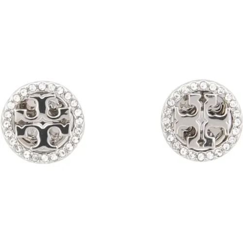 Crystal Logo Circle Stud Earrings , Damen, Größe: ONE Size - TORY BURCH - Modalova