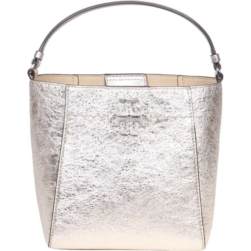 Gold Laminated Leather Bucket Bag , female, Sizes: ONE SIZE - TORY BURCH - Modalova