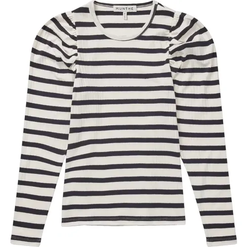 Striped Long Sleeve Top Navy , female, Sizes: S - Munthe - Modalova