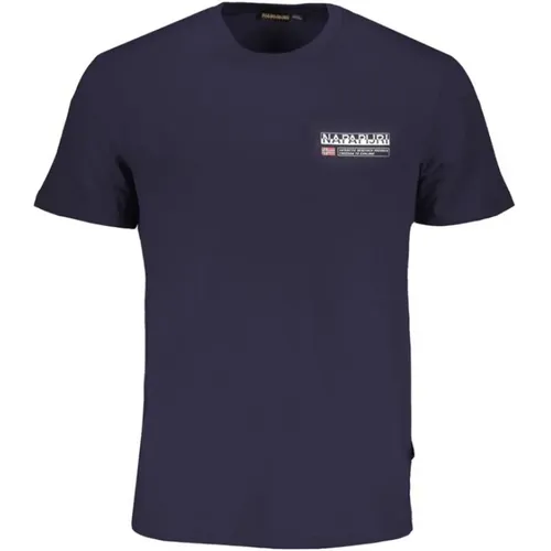 Blau Baumwolle Logo Print T-Shirt , Herren, Größe: S - Napapijri - Modalova