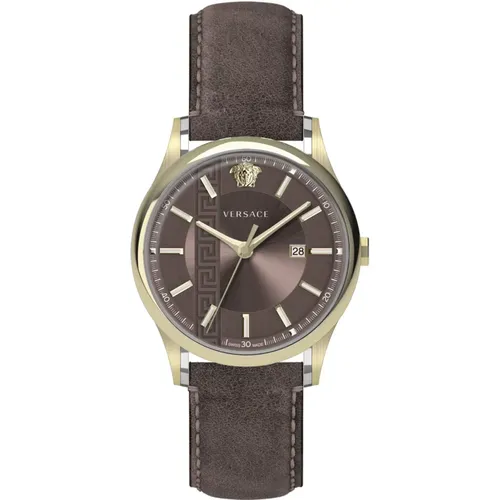 Aiakos Swiss Made Watch Brown Leather , male, Sizes: ONE SIZE - Versace - Modalova