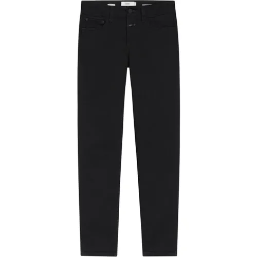 Schwarze Jeans mit Reißverschluss und Knopf , Damen, Größe: W28 - closed - Modalova