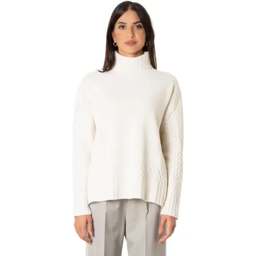 Kaschmir Seiden Rollkragenpullover mit Zöpfen , Damen, Größe: L - D.Exterior - Modalova