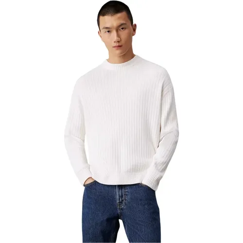 Ivory Linear Sweater Baumwolle Bio , Herren, Größe: L - Calvin Klein Jeans - Modalova