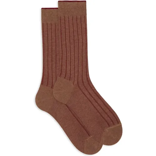 Beige Rippstrick Baumwollsocken - Gallo - Modalova